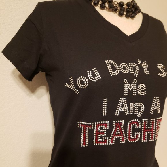 Teacher Rhinestone Women Shirt -> Teacher Rhinestone Women Shirt - Picture 3 of 3